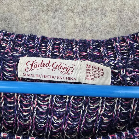 Faded Glory Multicolor Knit Long Sleeve Sweater Womens Medium Cotton Blend - Picture 4 of 7
